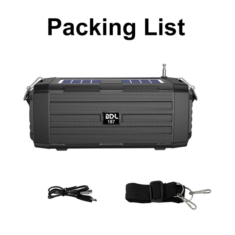 BDL-187 LED Light Solar Wireless Bluetooth Speaker Portable Outdoor Camping FM Radio(Black) - Radio Player by PMC TechLife | Online Shopping South Africa | PMC TechLife | Buy Now Pay Later Mobicred