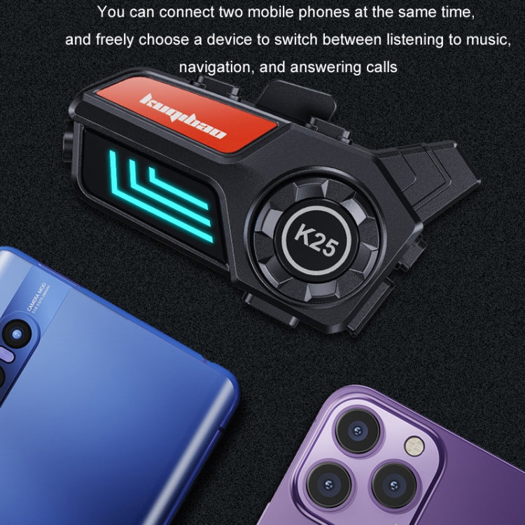 KUQIBAO Motorcycle Helmet Waterproof Bluetooth-compatible Headset With Light(Hard Microphone) - Motorcycle Walkie Talkie by KUQIBAO | Online Shopping South Africa | PMC TechLife | Buy Now Pay Later Mobicred