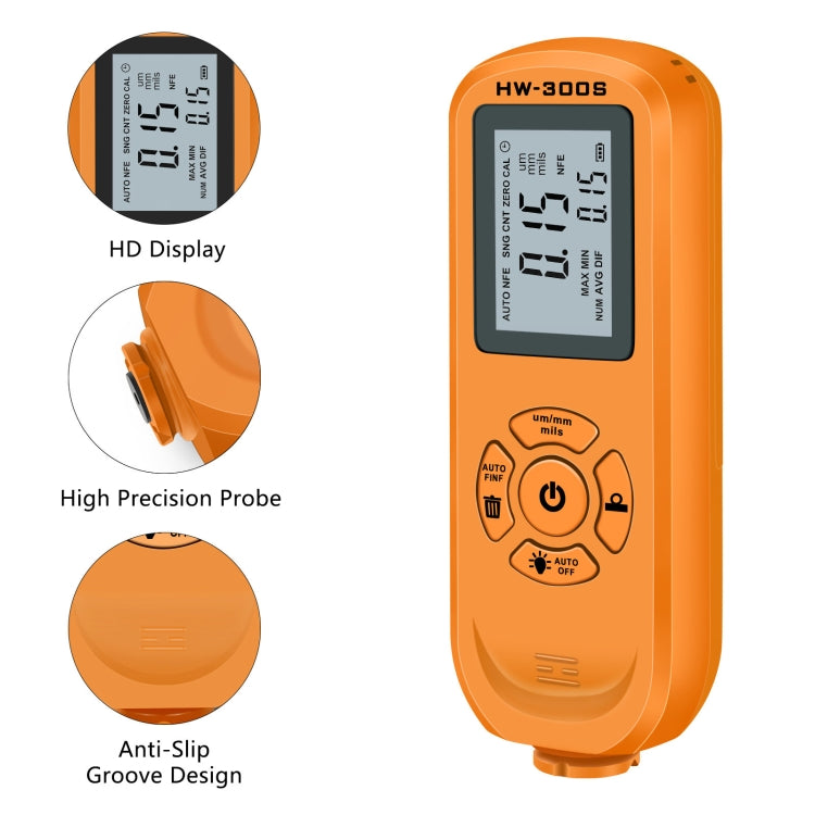 HW-300S High Precision Coating Thickness Gauge Anti-skid Paint Film Gauge(Black Vertical Screen) - Coating Thickness Gauge by PMC TechLife | Online Shopping South Africa | PMC TechLife | Buy Now Pay Later Mobicred