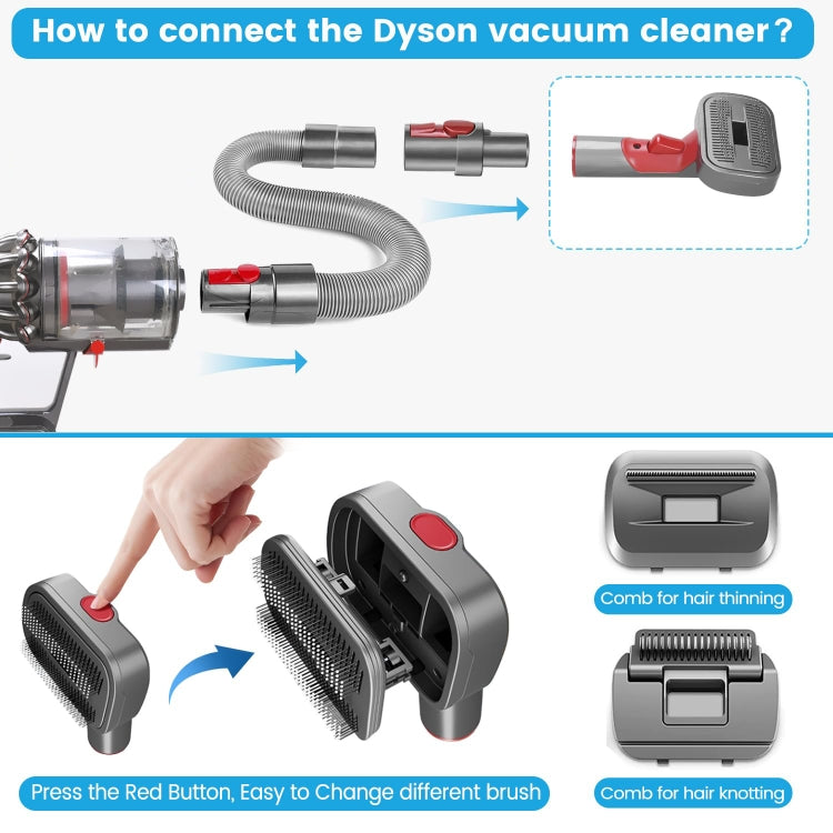 For Dyson V7 V8 V10 V11 V15 Pet 3 In 1 Grooming Suction Head Set With Hose - For Dyson Accessories by PMC TechLife | Online Shopping South Africa | PMC TechLife | Buy Now Pay Later Mobicred
