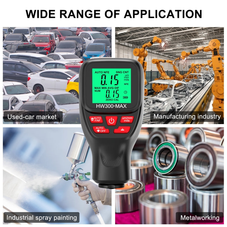 HW300-MAX Coating Thickness Gauge Anti-skid Paint Film Tester(Black) - free shipping - PMC TechLife - Order now!