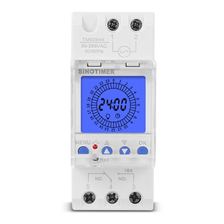 SINOTIMER  TM929AKL 85-265V 16A 24hrs Digital Analogue Din Module Time Switch With Backlight - Switch by SINOTIMER | Online Shopping South Africa | PMC TechLife | Buy Now Pay Later Mobicred