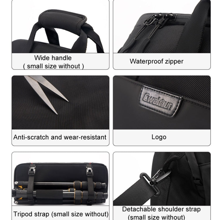 Cwatcun D109 Portable Casual Waterproof Multi-Function Camera Storage Photography Bag, Color: Medium Black - free shipping - PMC TechLife - Order now!