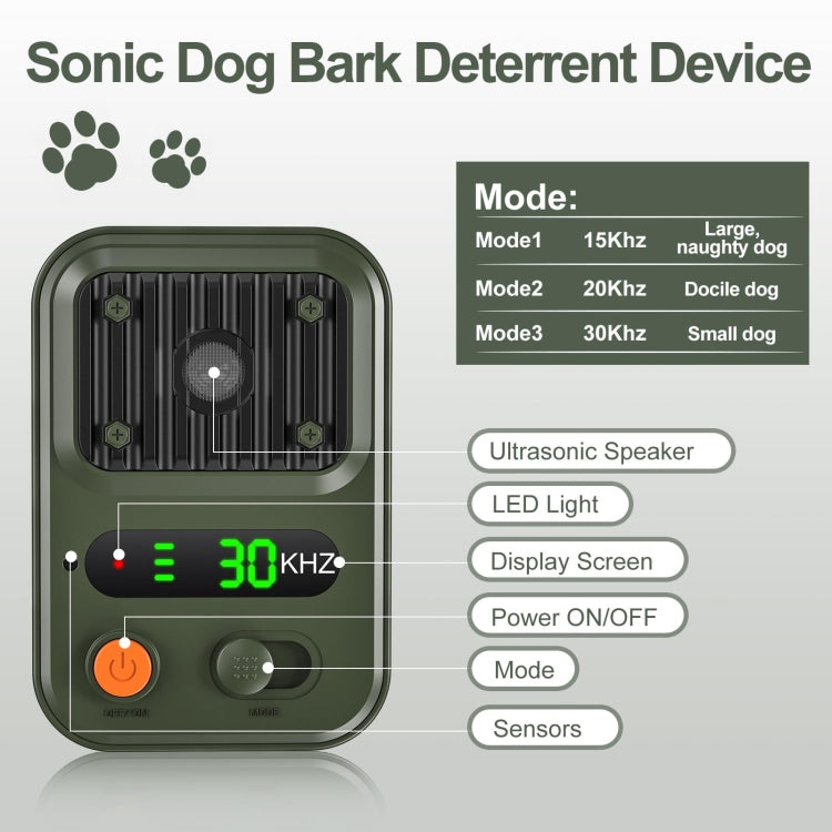 UltrasonicAnti Barking Devices Color Screen Auto Dog Bark Deterrent Devices with 3 Levels(Green) - Training Aids by PMC TechLife | Online Shopping South Africa | PMC TechLife | Buy Now Pay Later Mobicred