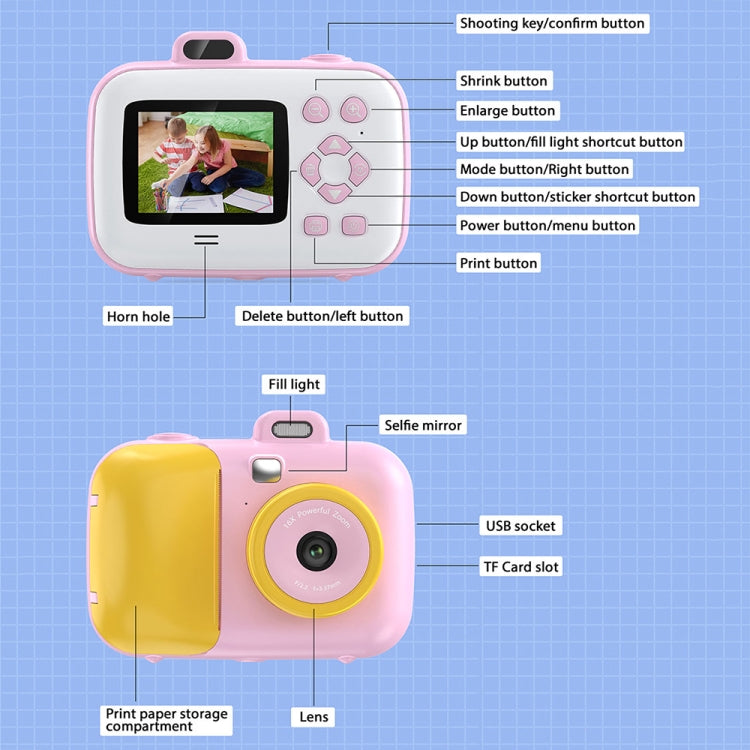 2.4-Inch Smart Digital Kids Thermal Printing Camera With Printing Paper, Color: 503AF Pink Focus - Children Cameras by PMC TechLife | Online Shopping South Africa | PMC TechLife | Buy Now Pay Later Mobicred
