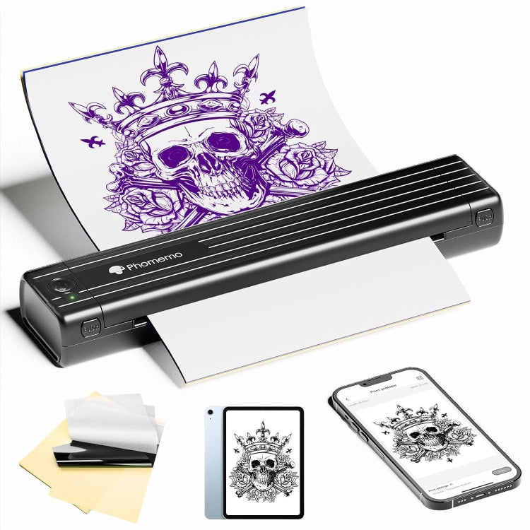 Phomemo TP83-BK Wireless Tattoo Stencil Printer With 10pcs Transfer Paper(Black) - free shipping - PMC TechLife - Order now!