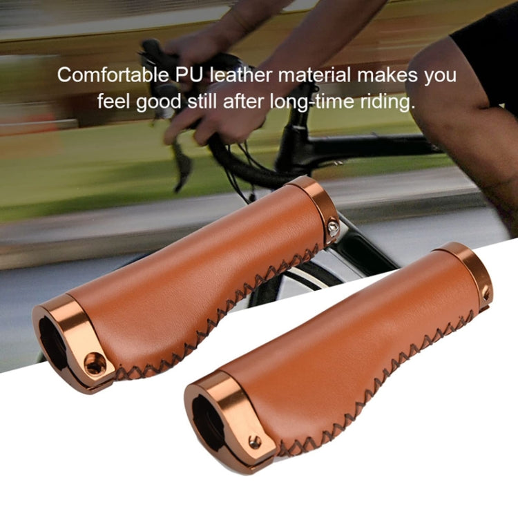 1pair Bicycle Non-Slip Leather Handlebar Grips Mountain Bike Vintage Handlebar Protector(Brown) - Bicycle Grips by PMC TechLife | Online Shopping South Africa | PMC TechLife | Buy Now Pay Later Mobicred