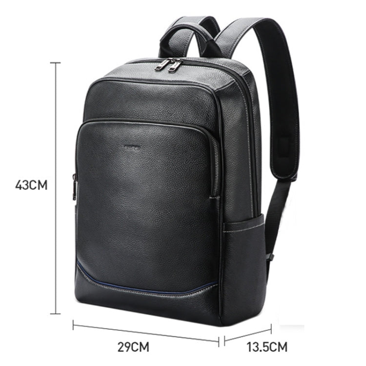 Bopai 61-121671A Top-Layer Cowhide Large-Capacity Casual Business Laptop Backpack(Black) - free shipping - PMC Jewellery - Order now!