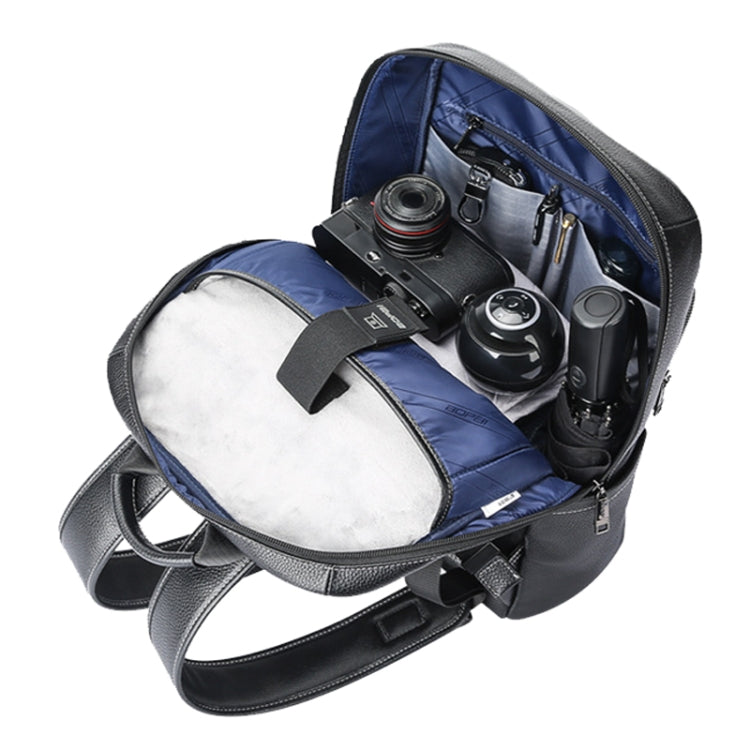 Bopai 61-121671A Top-Layer Cowhide Large-Capacity Casual Business Laptop Backpack(Black) - free shipping - PMC Jewellery - Order now!