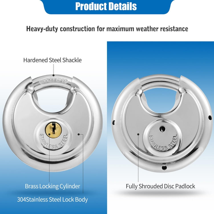 70mm Household Anti-Theft Rust-Proof And Waterproof Pure Copper Core Round Padlock - Padlocks by PMc TechLife | Online Shopping South Africa | PMc TechLife | Buy Now Pay Later Mobicred