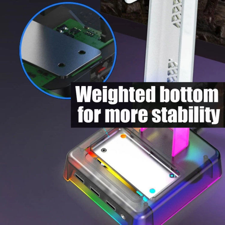 Z3 Cracked With 3USB Expansion Port Headphone Stand RGB Ambient Light Headphone Display Holder(Black) - free shipping - PMC Jewellery - Order now!