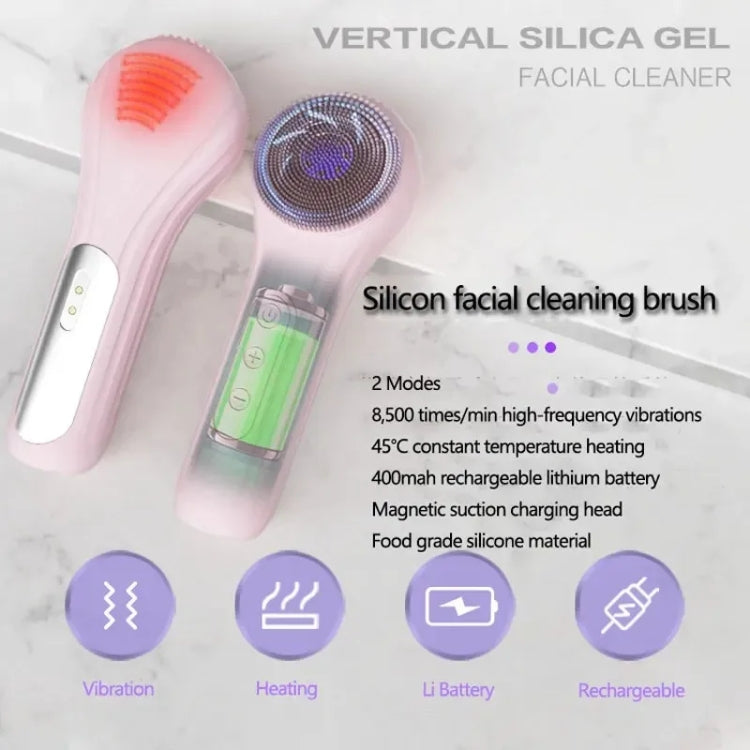 Sonic Waterproof Facial Cleansing Brush Rechargeable Hot Compress Face Scrubber Cleanser(Purple) - free shipping - PMC TechLife - Order now!