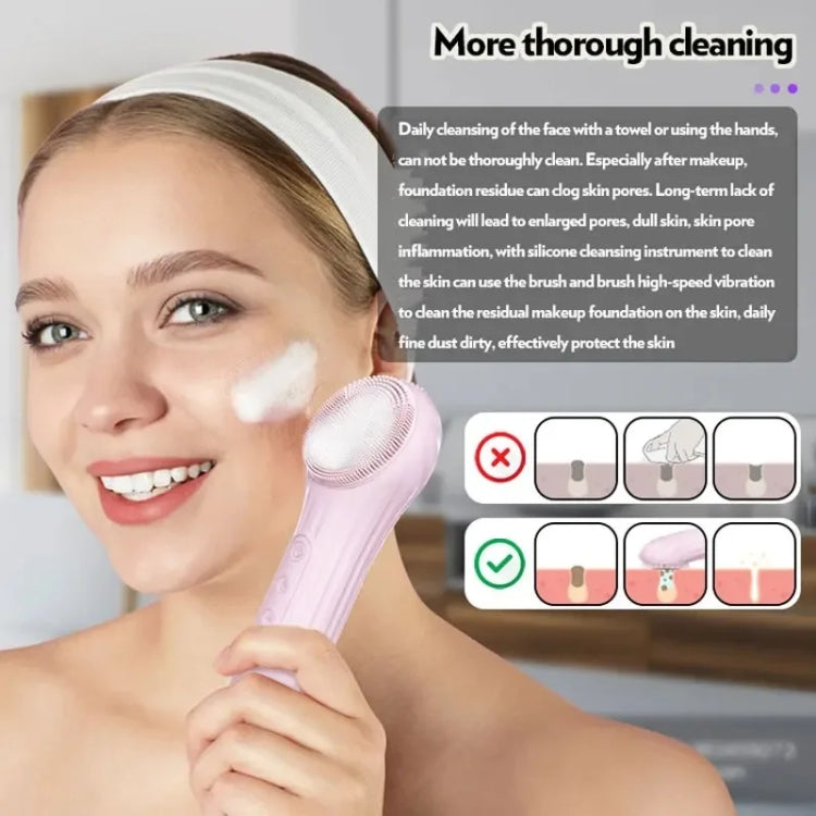 Sonic Waterproof Facial Cleansing Brush Rechargeable Hot Compress Face Scrubber Cleanser(Purple) - free shipping - PMC TechLife - Order now!