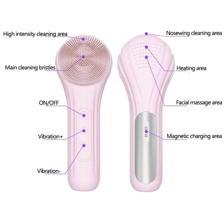 Sonic Waterproof Facial Cleansing Brush Rechargeable Hot Compress Face Scrubber Cleanser(Purple) - free shipping - PMC TechLife - Order now!
