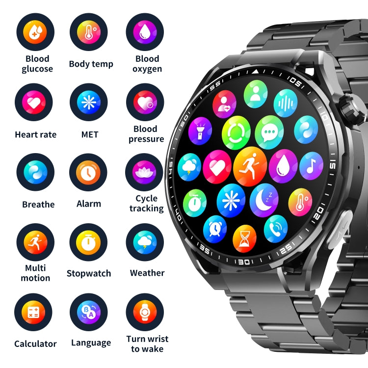 F200 Smart Health Watch ECG Electrocardiogram Blood Sugar Monitoring 1.55 Inch Round Screen, Color: Black Milan - Smart Watches by PMC TechLife | Online Shopping South Africa | PMC TechLife | Buy Now Pay Later Mobicred