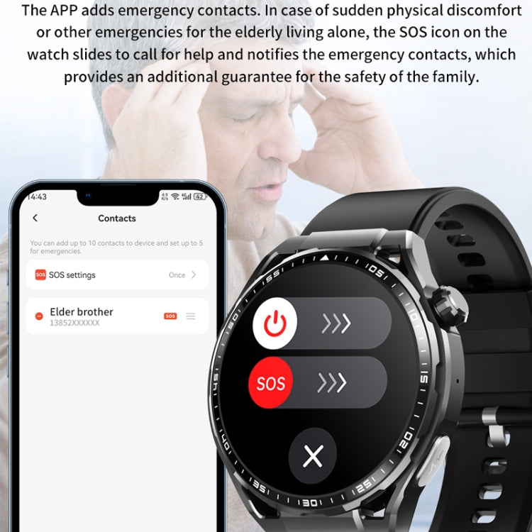 F200 Smart Health Watch ECG Electrocardiogram Blood Sugar Monitoring 1.55 Inch Round Screen, Color: Black Leather - Smart Watches by PMC TechLife | Online Shopping South Africa | PMC TechLife | Buy Now Pay Later Mobicred