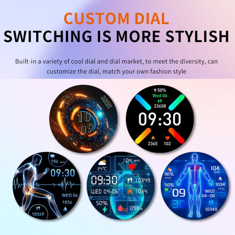 F200 Smart Health Watch ECG Electrocardiogram Blood Sugar Monitoring 1.55 Inch Round Screen, Color: Black Milan - Smart Watches by PMC TechLife | Online Shopping South Africa | PMC TechLife | Buy Now Pay Later Mobicred