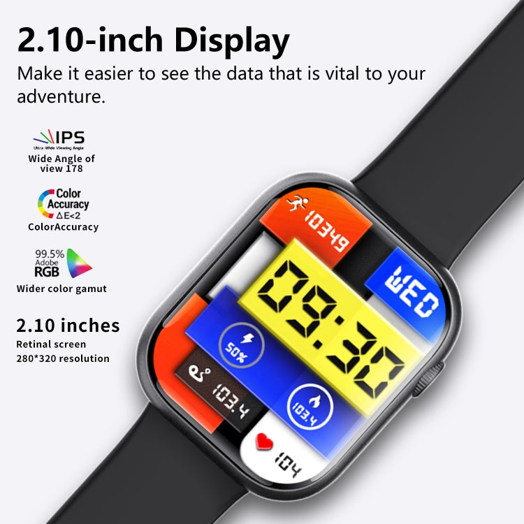 F70  2.1 Inch Screen Smart Watch With Blood Sugar/Blood Oxygen Monitoring /SOS Alarm/100+ Sports Modes, Color: Black Leather - Smart Watches by PMC TechLife | Online Shopping South Africa | PMC TechLife | Buy Now Pay Later Mobicred