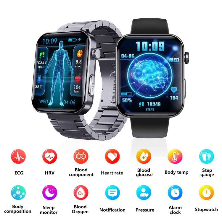 F300  2.1-Inch Screen Smart Watch Supports Bluetooth Calls/ECG/Blood Composition Analysis/50+ Sports Modes, Color: Black Pink Silicone - Smart Watches by PMC TechLife | Online Shopping South Africa | PMC TechLife | Buy Now Pay Later Mobicred