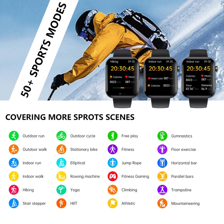 F300  2.1-Inch Screen Smart Watch Supports Bluetooth Calls/ECG/Blood Composition Analysis/50+ Sports Modes, Color: Black 3-Beads Steel - Smart Watches by PMC TechLife | Online Shopping South Africa | PMC TechLife | Buy Now Pay Later Mobicred