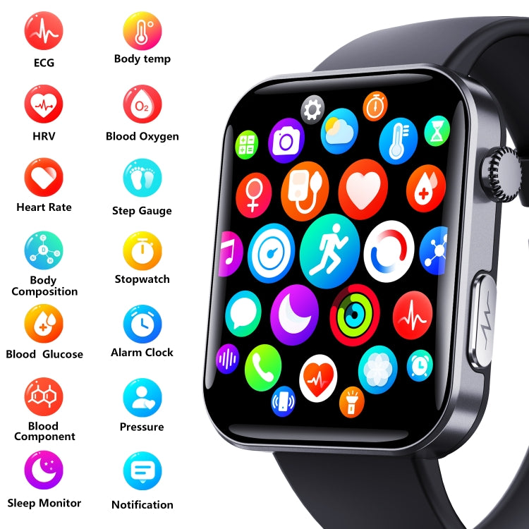 F300  2.1-Inch Screen Smart Watch Supports Bluetooth Calls/ECG/Blood Composition Analysis/50+ Sports Modes, Color: Black 3-Beads Steel - Smart Watches by PMC TechLife | Online Shopping South Africa | PMC TechLife | Buy Now Pay Later Mobicred