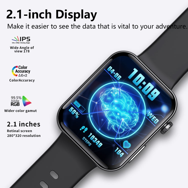 F300  2.1-Inch Screen Smart Watch Supports Bluetooth Calls/ECG/Blood Composition Analysis/50+ Sports Modes, Color: Black Gray Silicone - Smart Watches by PMC TechLife | Online Shopping South Africa | PMC TechLife | Buy Now Pay Later Mobicred