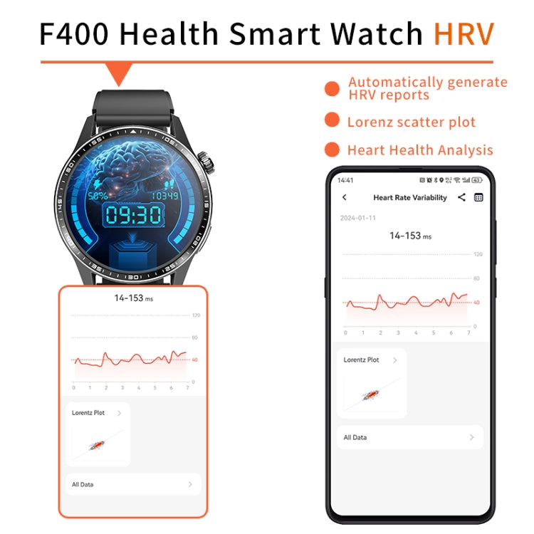 F400  1.55 Inch Screen Smart Watch Support ECG/ Blood Oxygen / Blood Sugar / 150+ Sports Mode, Color: Black Silicone - free shipping - PMC TechLife - Order now!