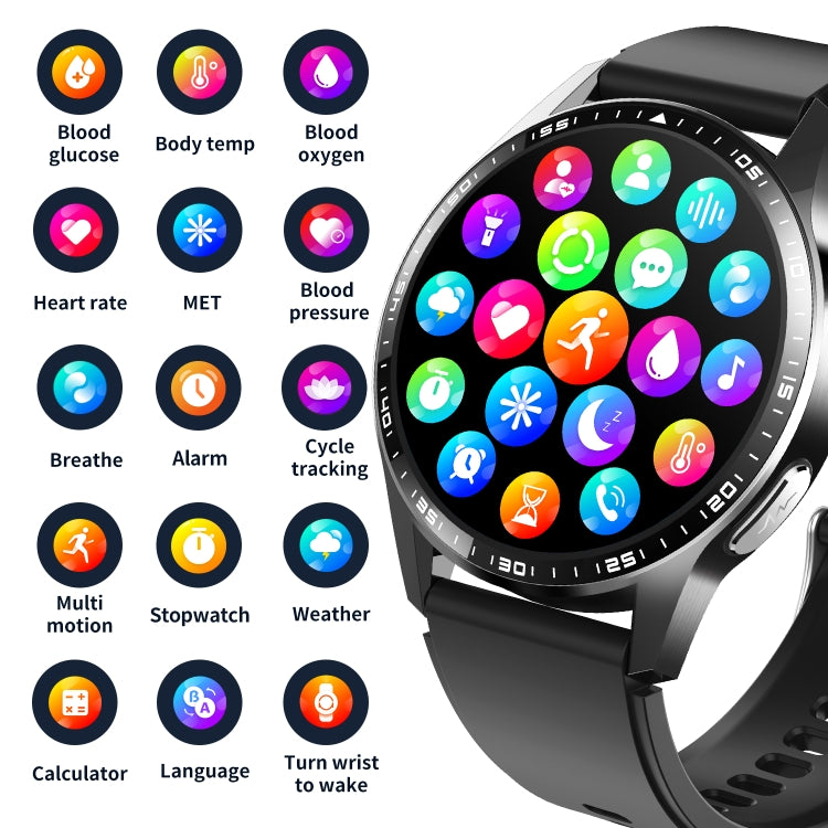 F400  1.55 Inch Screen Smart Watch Support ECG/ Blood Oxygen / Blood Sugar / 150+ Sports Mode, Color: Black Leather - Smart Watches by PMC TechLife | Online Shopping South Africa | PMC TechLife | Buy Now Pay Later Mobicred