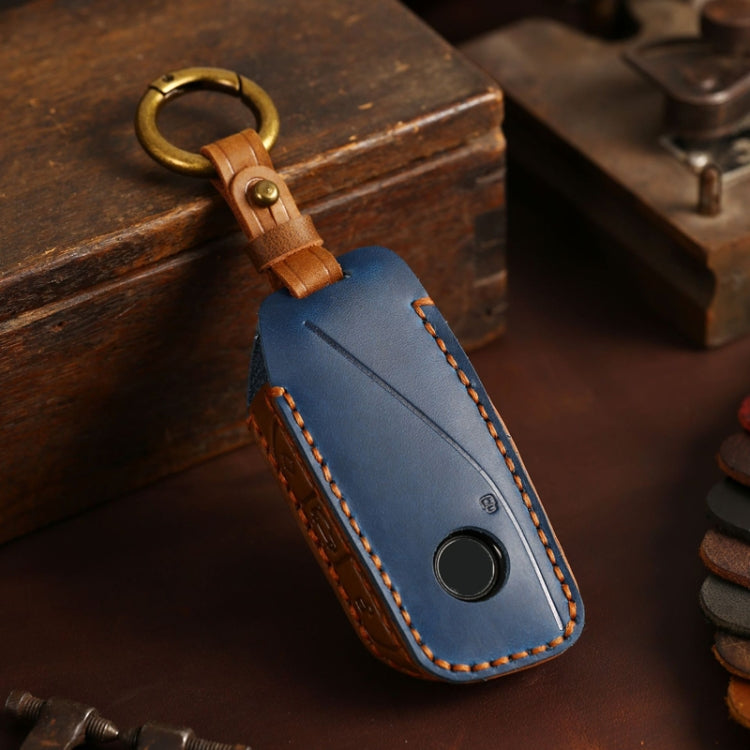 For 2024 BMW X7 Hallmo Cowhide Car Key Protection Cover(Blue) - free shipping - PMC TechLife - Order now!