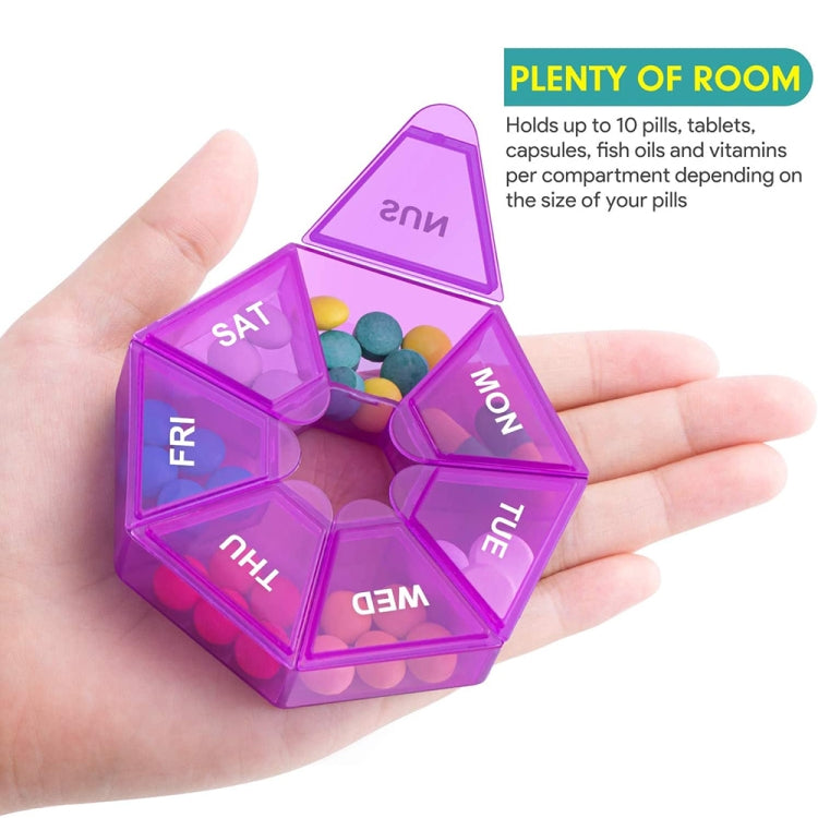 2pcs Portable Transparent Moisture-Proof Weekly 7-grids Pill Storage Box(Purple) - free shipping - PMC TechLife - Order now!