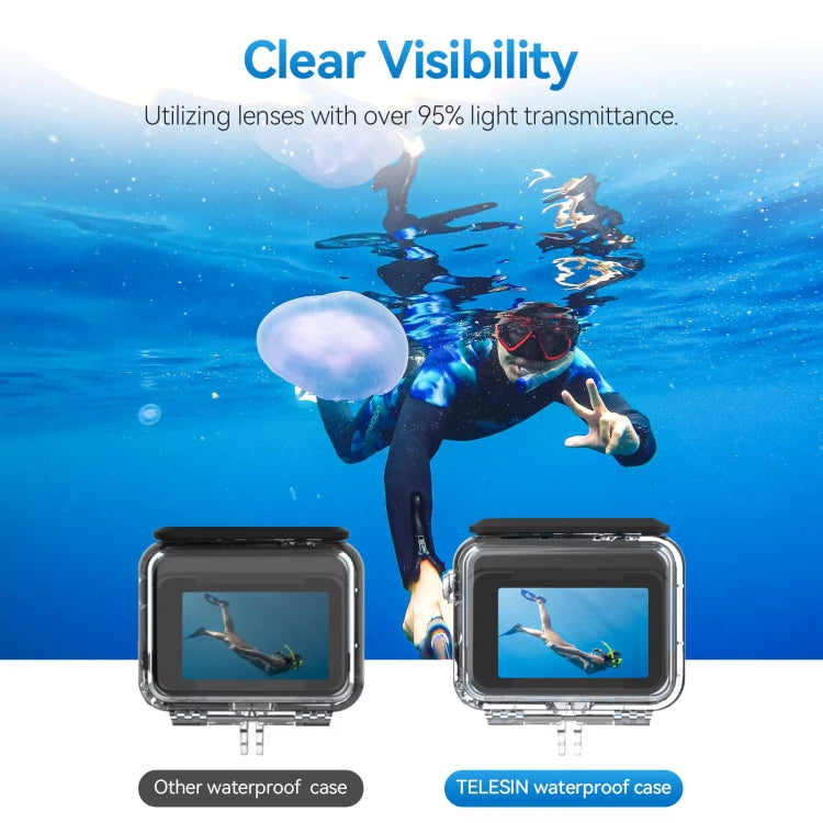 For Insta360 Ace Pro Camera TELESIN 45m Waterproof Case Underwater Diving Housing Cover - Case & Bags by TELESIN | Online Shopping South Africa | PMC TechLife | Buy Now Pay Later Mobicred