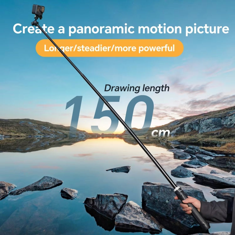 TELESIN 360 Degree Rotation 1.5m Selfie Stick Foldable Tripod For GoPro Hero / Insta360 /  DJI Osmo Action(Black) - Portable Mini Tripod by TELESIN | Online Shopping South Africa | PMC TechLife | Buy Now Pay Later Mobicred