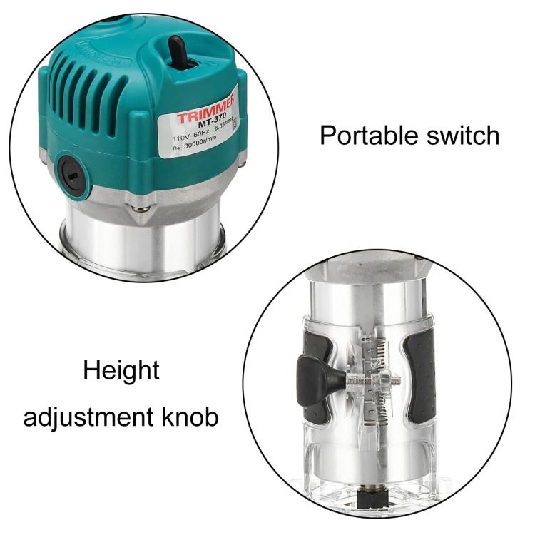 MOYI Aluminum Body Multifunctional Small Electric Woodworking Carving Slotting Trimming Machine, Specifications: 15 Milling Cutters EU Plug - free shipping - PMc TechLife - Order now!