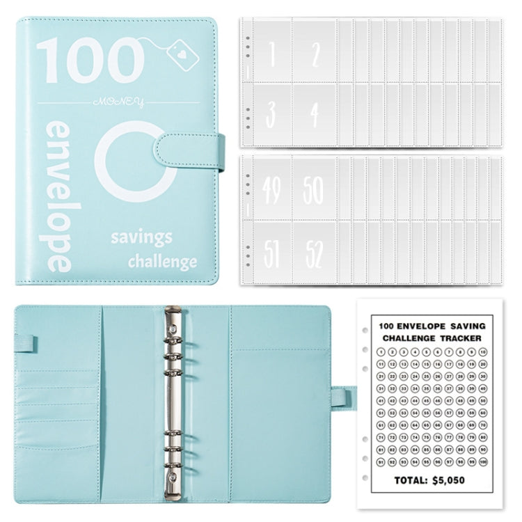 A5 100 Day Savings Challenge Envelope Budget Planner Binder Notebook Handbook, Color: Pattern Blue - Notebooks by PMC TechLife | Online Shopping South Africa | PMC TechLife | Buy Now Pay Later Mobicred