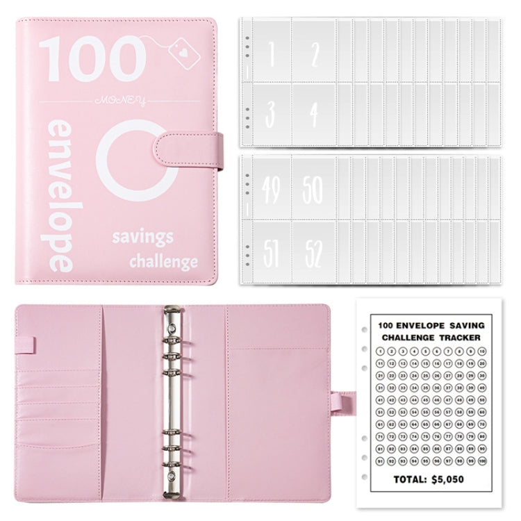 A5 100 Day Savings Challenge Envelope Budget Planner Binder Notebook Handbook, Color: Pattern Pink - Notebooks by PMC TechLife | Online Shopping South Africa | PMC TechLife | Buy Now Pay Later Mobicred