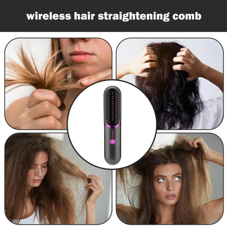 Wireless Hair Straightening Comb USB Charging Curling Iron(Black) - free shipping - PMC TechLife - Order now!