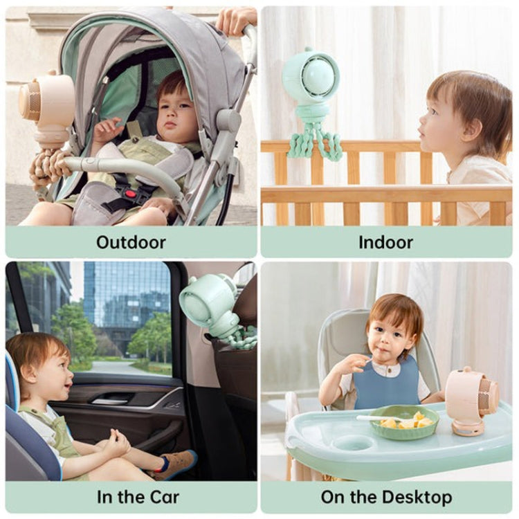 JisuLife Stroller Fan Life2S High Speed Energy Saving Stroller Mini Fan Octopus Bladeless Swingable Head Air Purifying Fan(Mint Green) - free shipping - PMC TechLife - Order now!