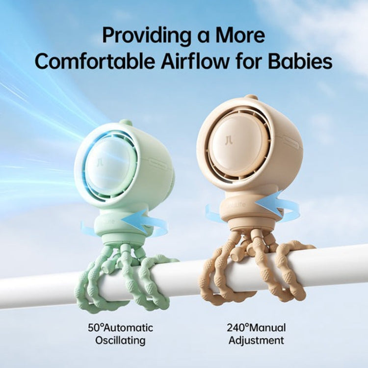 JisuLife Stroller Fan Life2S High Speed Energy Saving Stroller Mini Fan Octopus Bladeless Swingable Head Air Purifying Fan(Mint Green) - free shipping - PMC TechLife - Order now!