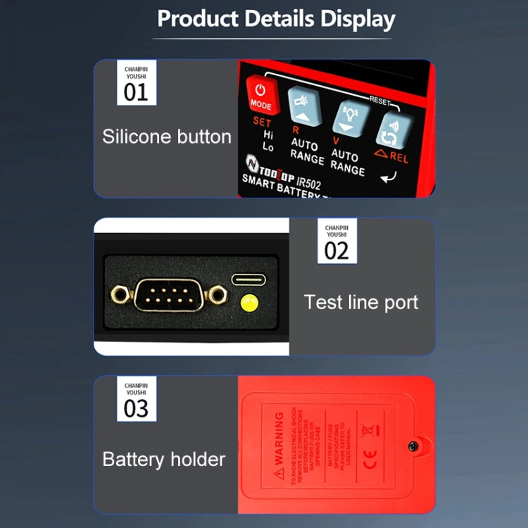 Battery Internal Resistance Tester Lead-Acid Alkaline Lithium Battery Tester, Model: IR502 - free shipping - PMC Jewellery - Order now!