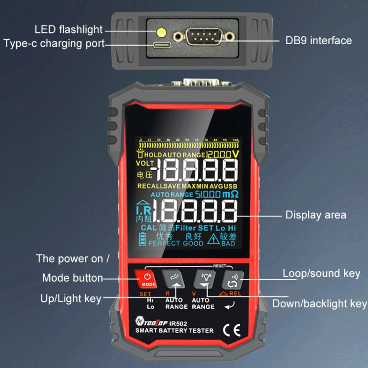 Battery Internal Resistance Tester Lead-Acid Alkaline Lithium Battery Tester, Model: IR502 - free shipping - PMC Jewellery - Order now!