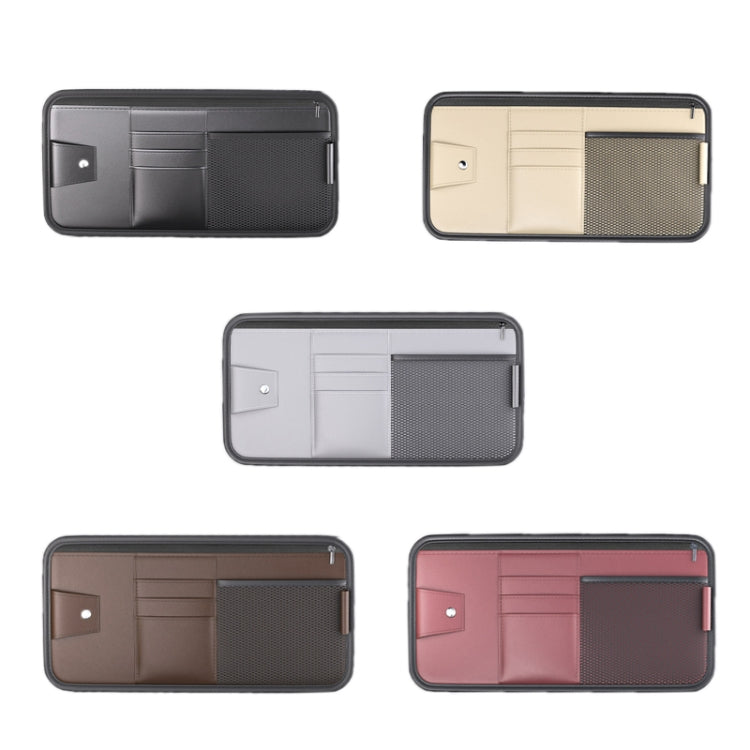 Car Sun Visor Card Glasses Holder Zipper Storage Bag(Beige) - Sunglasses & Glasses Clips by PMC Jewellery | Online Shopping South Africa | PMC Jewellery | Buy Now Pay Later Mobicred