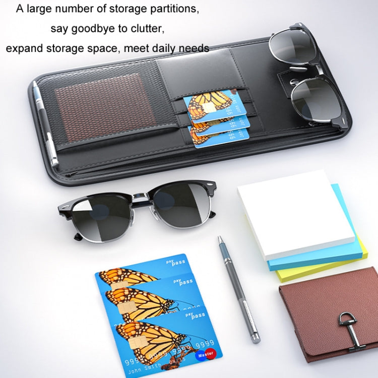 Car Sun Visor Card Glasses Holder Zipper Storage Bag(Beige) - Sunglasses & Glasses Clips by PMC Jewellery | Online Shopping South Africa | PMC Jewellery | Buy Now Pay Later Mobicred