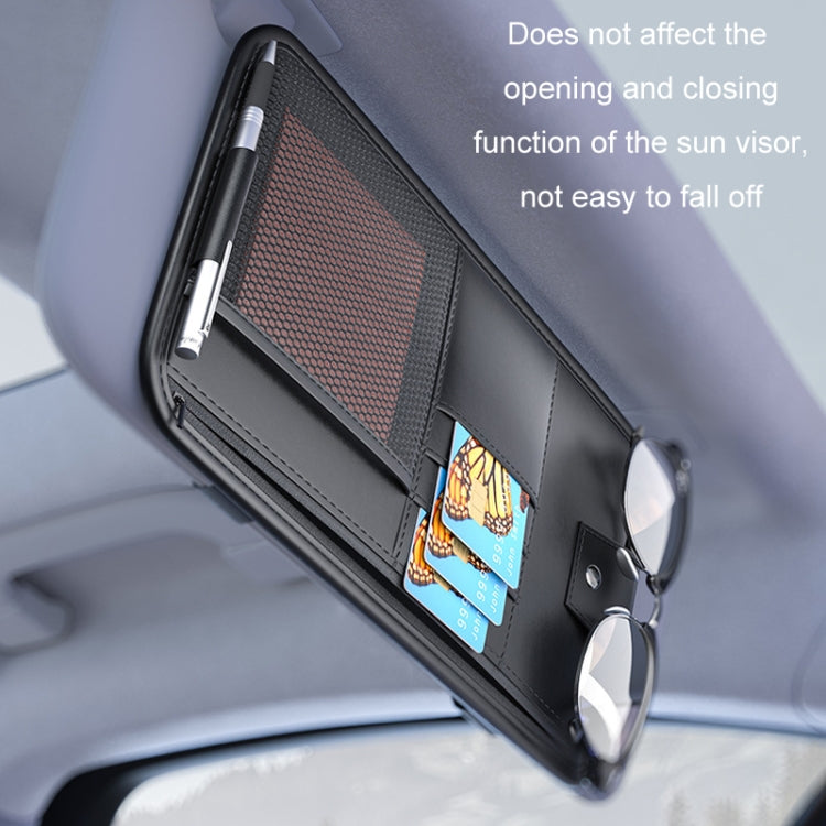 Car Sun Visor Card Glasses Holder Zipper Storage Bag(Beige) - Sunglasses & Glasses Clips by PMC Jewellery | Online Shopping South Africa | PMC Jewellery | Buy Now Pay Later Mobicred