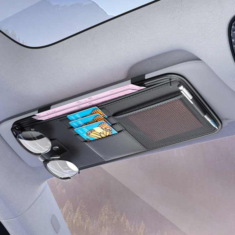 Car Sun Visor Card Glasses Holder Zipper Storage Bag(Beige) - Sunglasses & Glasses Clips by PMC Jewellery | Online Shopping South Africa | PMC Jewellery | Buy Now Pay Later Mobicred