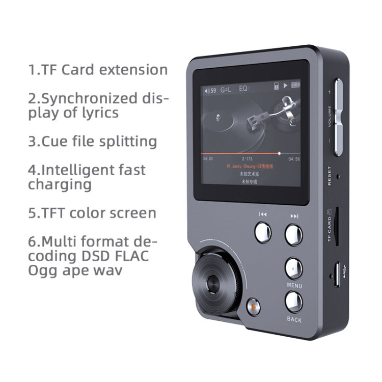 With 128GB TF Card HIFI Lossless DSD256 Music Player Sports MP3(Silver Gray) - MP3 Player by PMC TechLife | Online Shopping South Africa | PMC TechLife | Buy Now Pay Later Mobicred