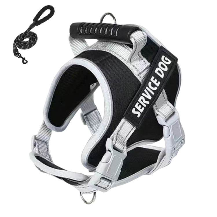 Large Dog Explosion Proof Punch Chest Harness Dog Travelling Leash, Style: Black+1.5m Round Rope(L) - Leashes & Chest Strap by PMC TechLife | Online Shopping South Africa | PMC TechLife | Buy Now Pay Later Mobicred