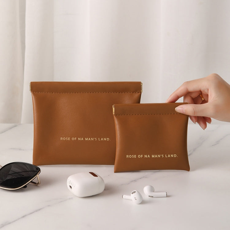 2pcs /Set PU Data Cable Earphone Storage Bag Mini Portable Lipstick Pouch Coin Purse, Size: Large+Small(Brown) - Other Case by PMC Jewellery | Online Shopping South Africa | PMC Jewellery | Buy Now Pay Later Mobicred