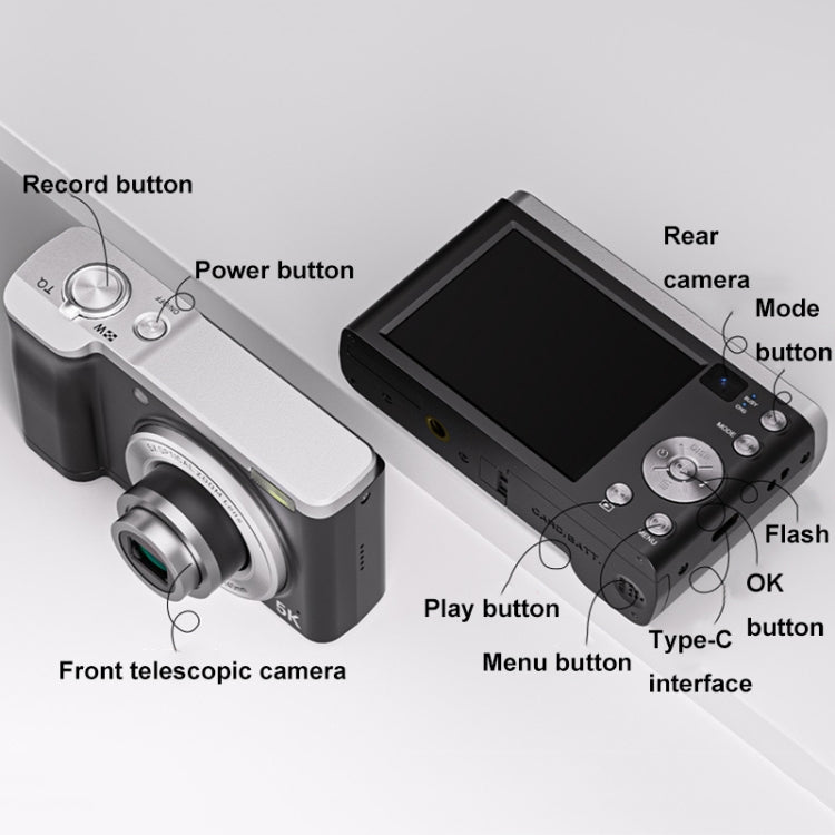 DC305X 5K/30FPS 2.8-Inch HD Shooting 5X Optical Zoom Anti-Shake Digital Camera, Color: White UK Plug - Children Cameras by PMC TechLife | Online Shopping South Africa | PMC TechLife | Buy Now Pay Later Mobicred