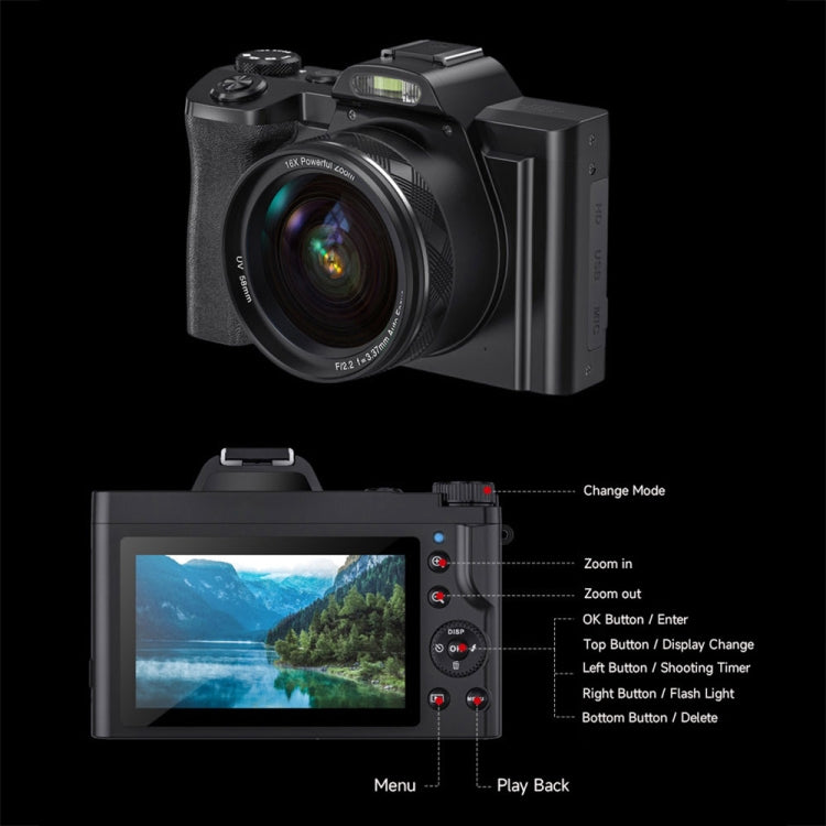 DC-201S 5K/30FPS 3.5-Inch 16X Six-Axis Anti-Shake HD Digital Camera With UV Lens(EU Plug) - free shipping - PMC TechLife - Order now!