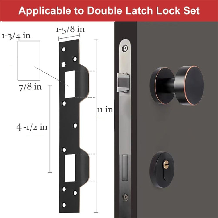 Heavy Duty Metal Latch Plate for Exterior Interior Door Double Hole Reinforcement Striker Plates(Black) - Door Locks & Cabinet Locks by PMc TechLife | Online Shopping South Africa | PMc TechLife | Buy Now Pay Later Mobicred